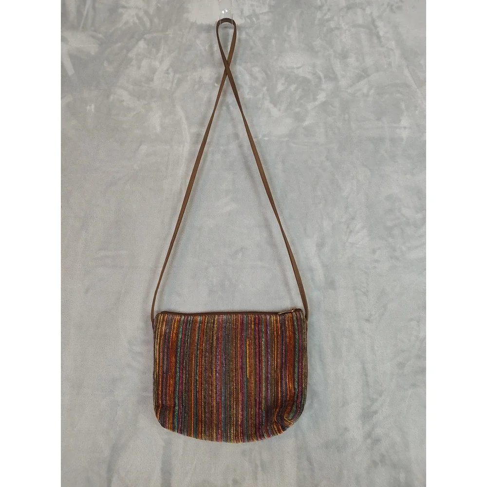 Danny K Beverly Hills Crossbody Bag‎ Multicolor Stripe Tapestry Adjustable USA - Picture 3 of 16